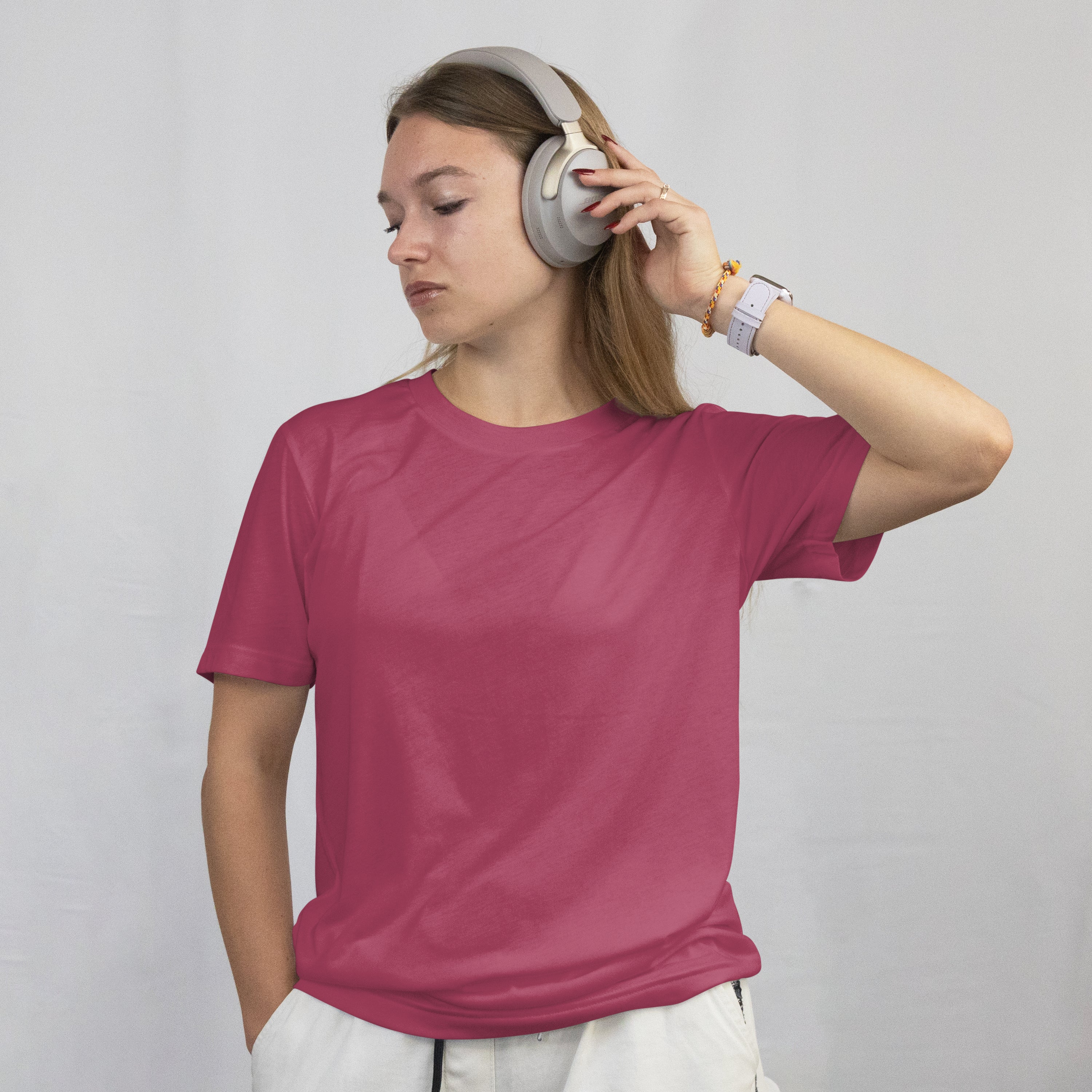 Mauve Pink Slim-Fit Classic Tshirt